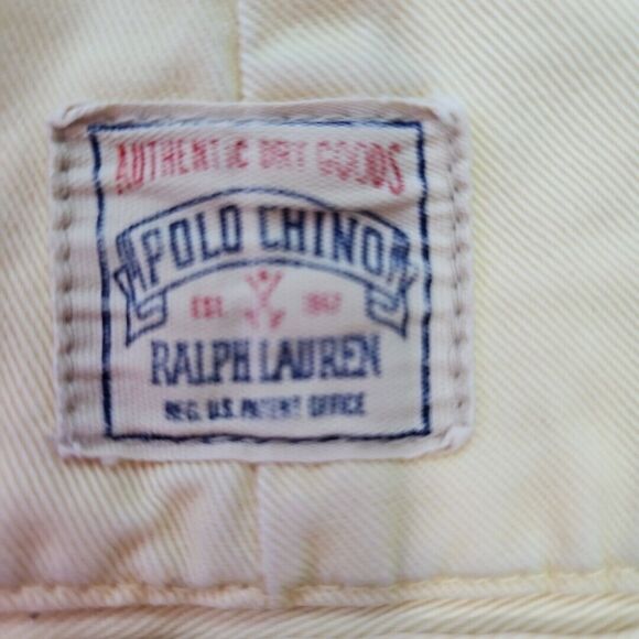 Polo Ralph Lauren Vintage Chino Shorts Mens 38 Yellow Pleated Cotton USA - Picture 8 of 11